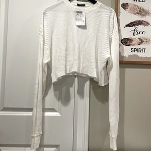 Brandy Melville Waffle Waffle Knit Crop Top NWT